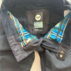 Roxy Black Ski or Snowboard Pants with Blue and Tan Details